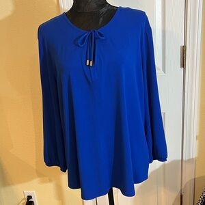Liz Claiborne Royal Blue Blouse with Tie Neck